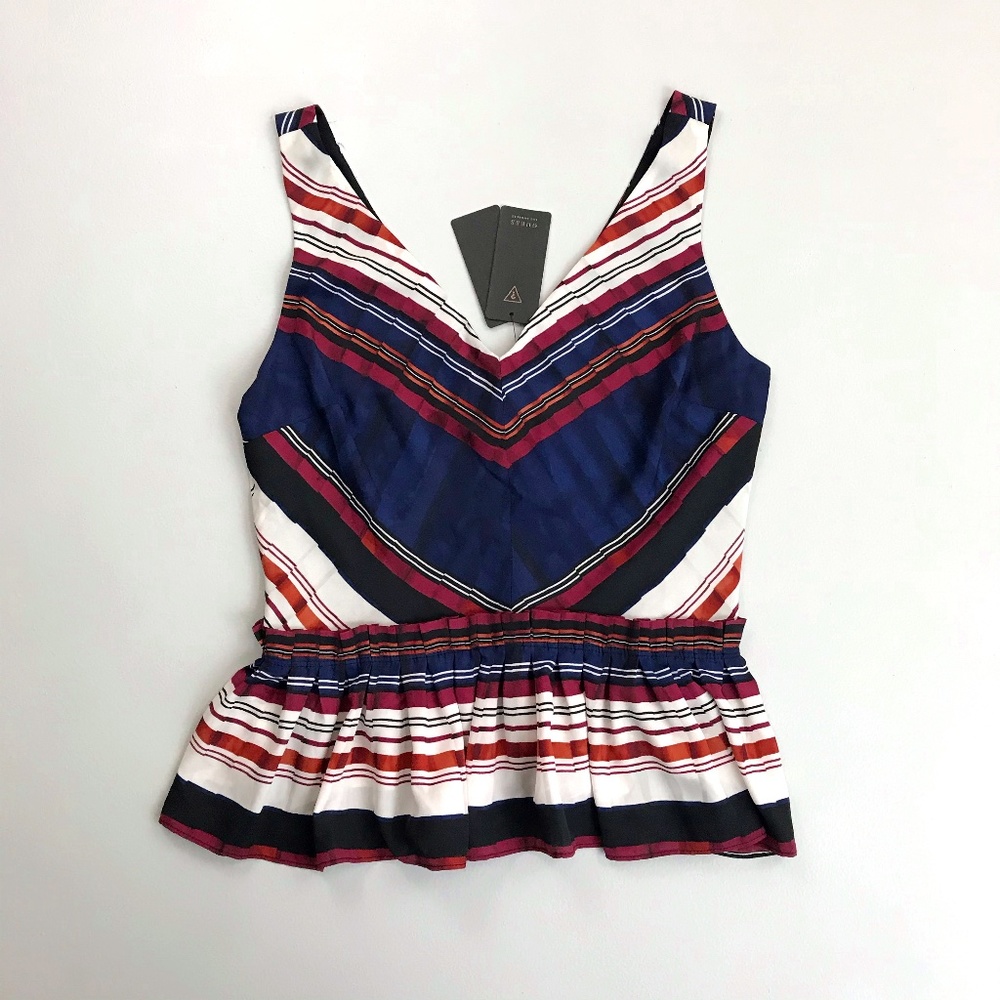 GUESS Sleeveless Pendleton Cami Peplum Top Small NWT Chevron Stripe Lined